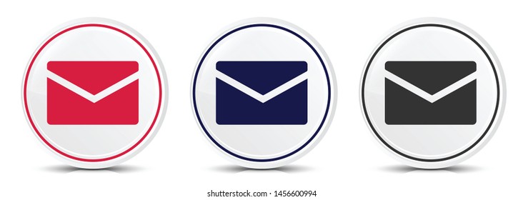 Email icon crystal flat round button set illustration design isolated on white background