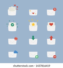 Email icon cute set design.