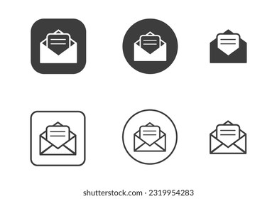 Email icon design 6 variations. Isolated on white background.