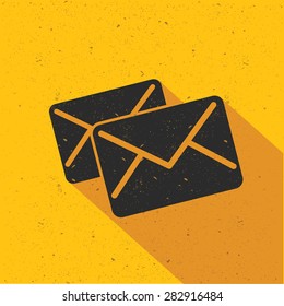 Email icon design on yellow background, flat design. Clean vector.