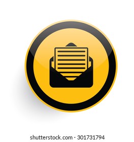 Email icon design on yellow button background,clean vector