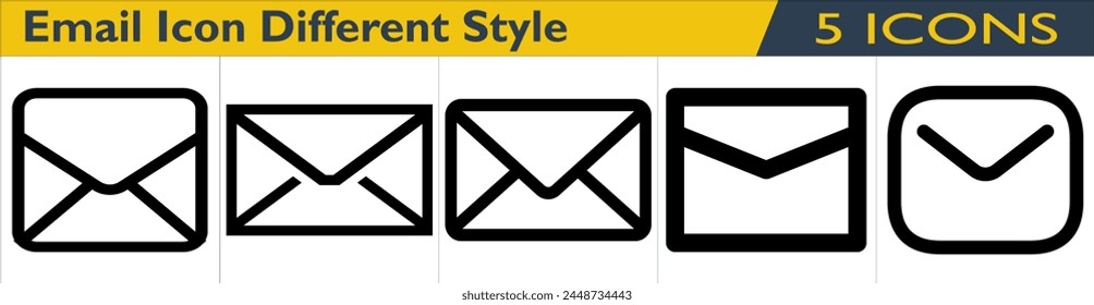 Email icon with different style in outline styles