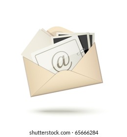 E-mail icon, envelope with letter and photo cards