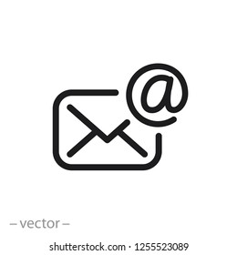 email icon, envelope line sign on white background - editable vector illustration