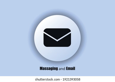 Email icon. The envelope. Logo. Message exchange. User interface icon. White web button. Neomorphism. Vector EPS10