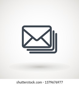 Email icon. Envelope Mail services. Contacts message send letter isolated flat