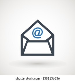 Email icon. Envelope Mail services. Contacts message send letter isolated flat