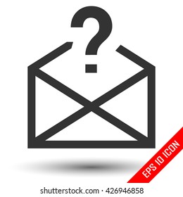 Email icon envelope with question symbol. Unknown mail logo. Vector illustration.