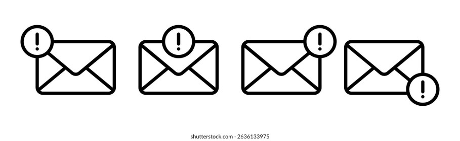 Email icon. Email error icon. Important message warning error icon. Urgent email notification icon sign vector