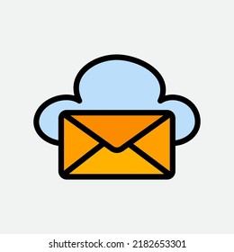 Email icon in filled line style about cloud computing, use for website mobile app presentation