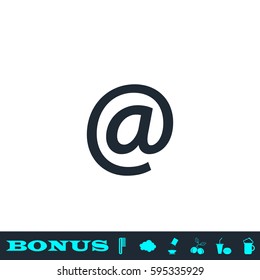 E-mail icon flat. Black pictogram on white background. Vector illustration symbol and bonus button