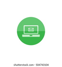 Email icon in flat color circle style. Envelope laptop business message mail electronic