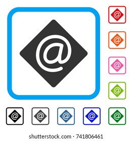 Email icon. Flat grey iconic symbol in a light blue rounded frame. Black, gray, green, blue, red, orange color versions of Email vector. Designed for web and application UI.