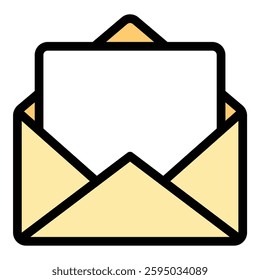 Email icon in flat line style representing communication messaging and digital correspondence ideal for business marketing and personal use concepts.