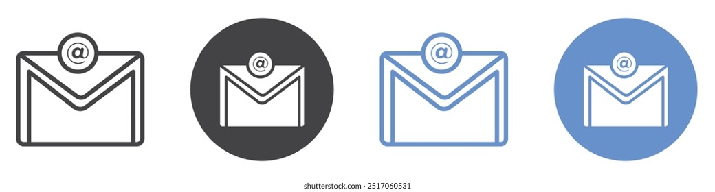 E-Mail-Symbol, flache Linie, Symbolsatz.