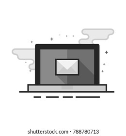 Email icon in flat outlined grayscale style. Vector illustration.
