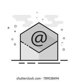 Email icon in flat outlined grayscale style. Vector illustration.