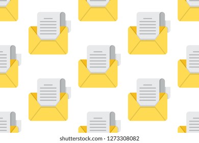 Email icon in flat style isolated on white background.  Seamless pattern stock vector illustration