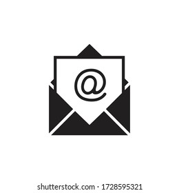 email icon in flat style isolated on white background. Open envelope . symbol for website design, mobile app, ui. Vector illustration. 