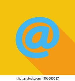 Email icon. Flat vector related icon with long shadow for web and mobile applications. It can be used as - logo, pictogram, icon, infographic element. Vector Illustration.