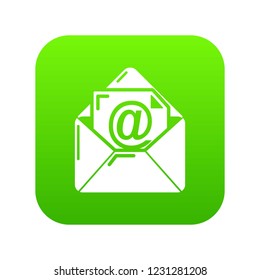 Email icon green vector isolated on white background