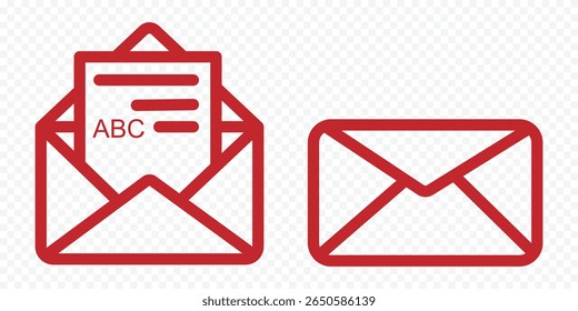 email icon for illustration. Mail or email icon set. Envelope symbol with letter. Vector illustration and PNG transparent. eps 10