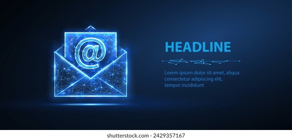 Email icon. Inbox logo, envelope symbol, e-mail mailbox, send notice, message receive, correspondence e, address contact , email newsletter concept. Abstract digital polygonal illustration.