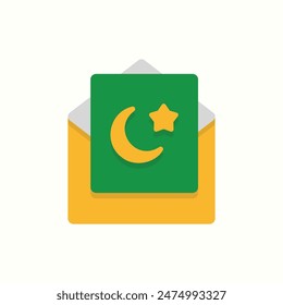 icono de correo electrónico, conjunto de iconos aislados de ramadán de color plano