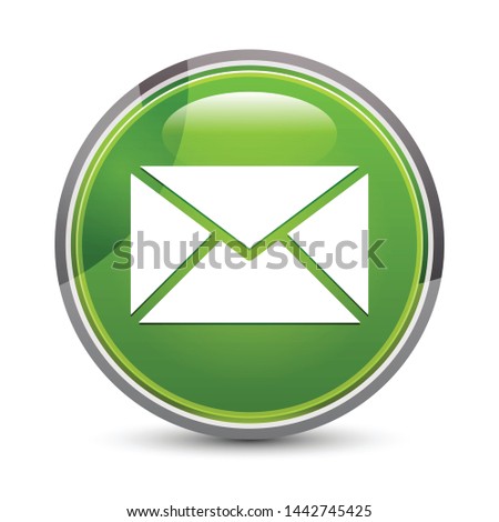 Email icon isolated on elegant green round button vector illustration