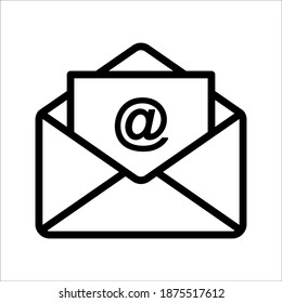 Email Icon Isolated On White Background. Open Envelope Pictogram. Color Editable