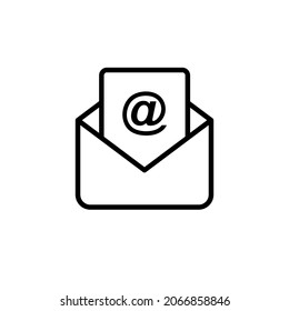 Icono de correo electrónico aislado en fondo blanco. Icono de sobre abierto. Símbolo de correo para diseño de sitio web, aplicación móvil, ui. Ilustración vectorial. Eps10