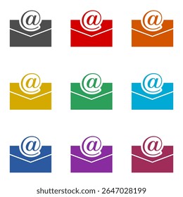 Icono de correo electrónico aislado sobre fondo blanco. Establecer iconos de colores