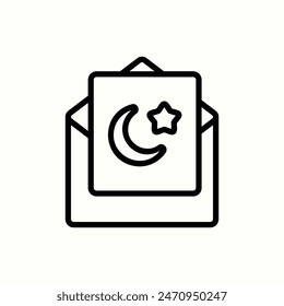 email icon, isolated outline ramadan icon