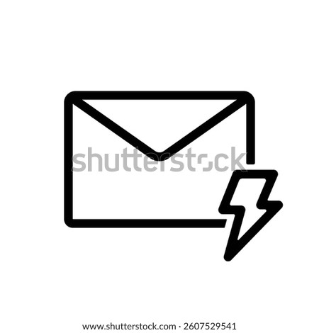 Email icon with lightning symbol, for fast email delivery concept