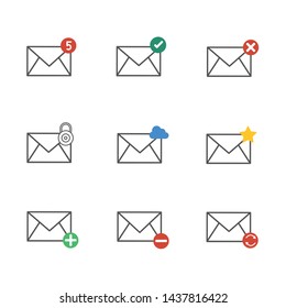Email icon line set concept.