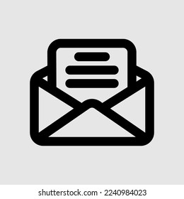 Icono de correo electrónico en estilo de línea, uso para presentación de aplicación móvil del sitio web