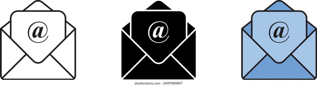 Email icon lined, isolated and colored style. Vector illustration