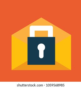 Email icon with lock icon for safe communication business