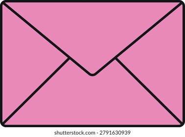 Email icon. Mail box old computer or phone alert message. Nostalgic interface vintage pink outline design. Retro UI UX user software letter design element. Vector flat style illustration
