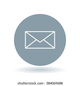 Email icon. Mail envelope sign. Email message symbol. White icon on cool grey circle background. Vector illustration.