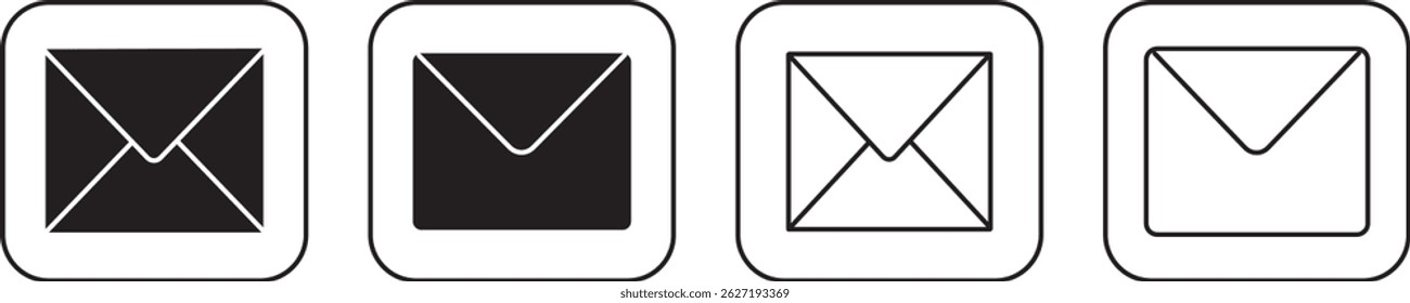 Ícone de email, conjunto de ícones de email. Vetor de ícone de e-mail para web, com marca de seleção e e-mail, sinal de ilustração do vacor,
