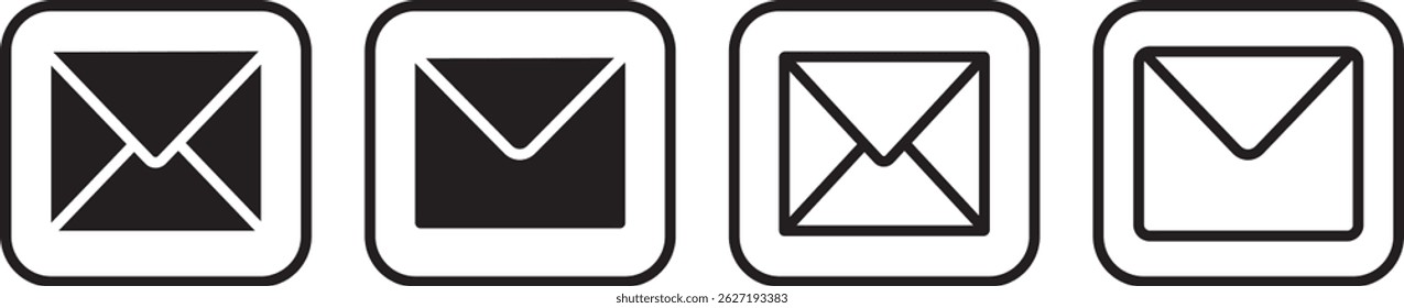 Ícone de email, conjunto de ícones de email. Vetor de ícone de e-mail para web, com marca de seleção e e-mail, sinal de ilustração do vacor,

