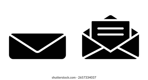 Ícone E-mail, ícone Envio de mensagem. Vetor preto simples do envelope do sinal de correio. Vetor de ícone de envelope. O envelope do conjunto de ícones de email e email para ilustração do vetor de comunicação