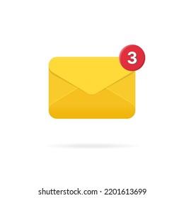 E-mail icon with notification. Symbol of sms or email on electronic devices. Envelope  vector illustration.