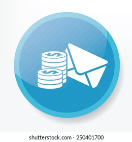 Email icon on blue background,clean vector