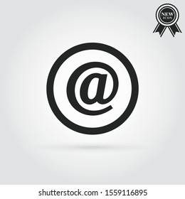 E-mail icon on grey background.