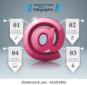 Email icon on the grey background. Abstract 3D digital illustration Infographic.