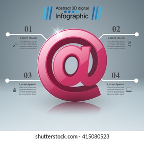 Email icon on the grey background. Abstract 3D digital illustration Infographic.