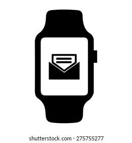 E-mail icon on smart watch. vector illustration