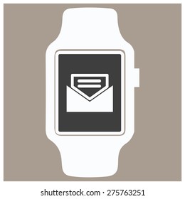 E-mail icon on smart watch. vector illustration